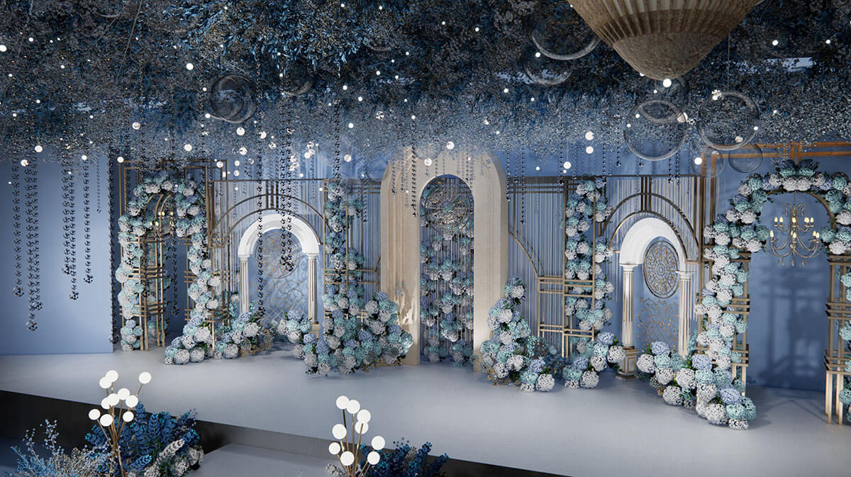 新乡婚宴爱游戏最新官网_爱游戏(中国)设计-蔚蓝星空主题宴会厅装修设计方案