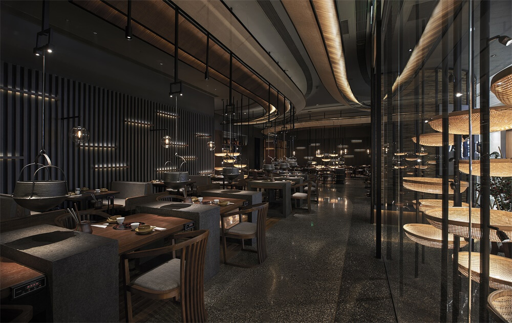 翘脚牛肉火锅店装修—尽膳口福餐厅设计案例(图9) 翘脚牛肉火锅店装修—尽膳口福餐厅设计案例(图9)