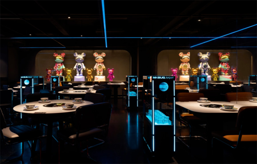 时尚潮酷赛博朋克风牛蛙火锅店装修设计方案(图2) 时尚潮酷赛博朋克风牛蛙火锅店装修设计方案(图2)