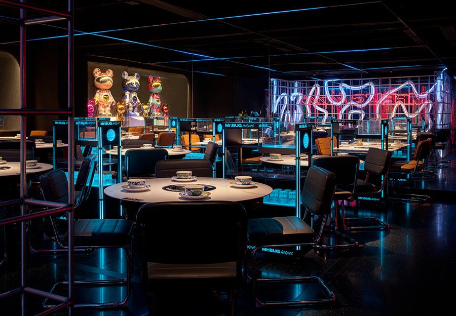 时尚潮酷赛博朋克风牛蛙火锅店装修设计方案(图1) 时尚潮酷赛博朋克风牛蛙火锅店装修设计方案(图1)