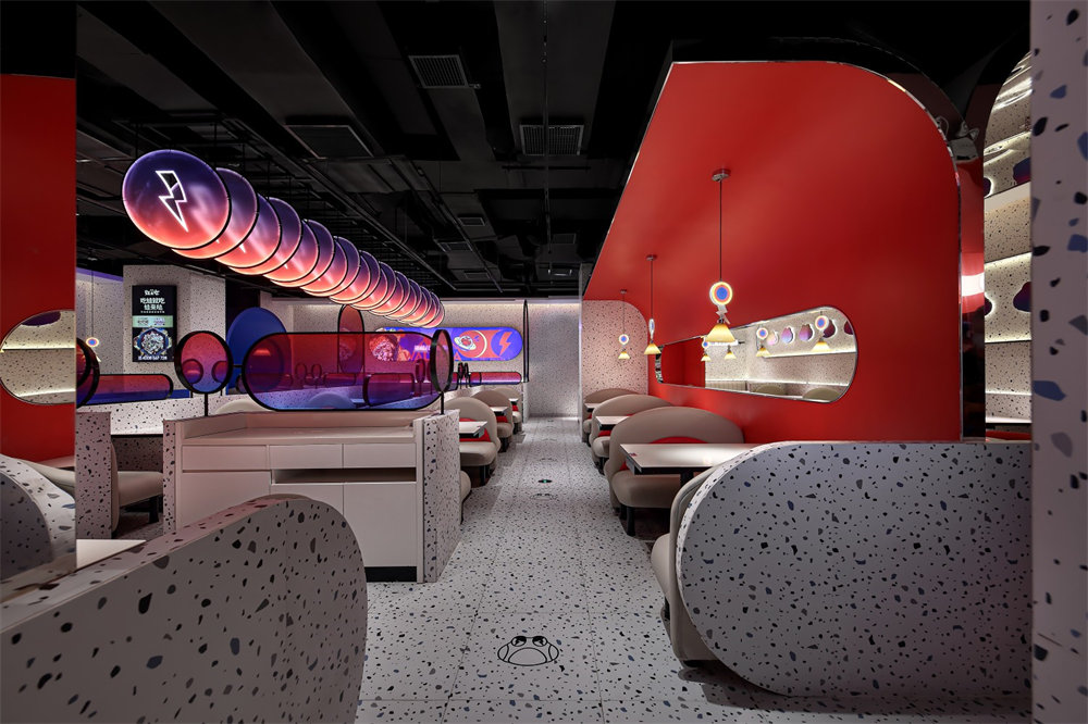 蛙来哒牛蛙特色主题餐厅装修设计案例(图4) 蛙来哒牛蛙特色主题餐厅装修设计案例(图4)