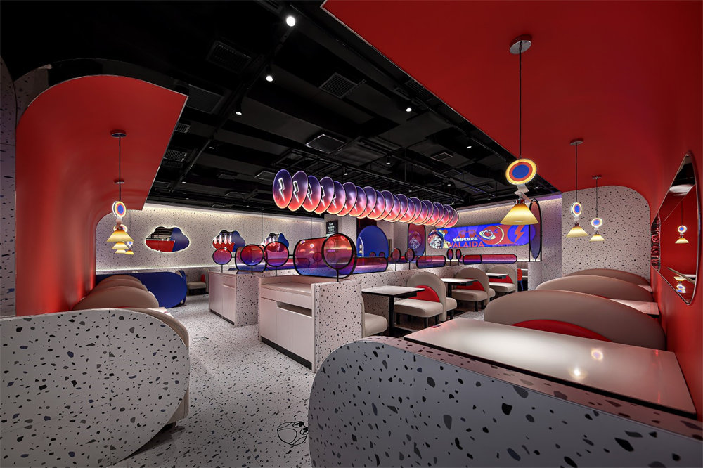 蛙来哒牛蛙特色主题餐厅装修设计案例(图5) 蛙来哒牛蛙特色主题餐厅装修设计案例(图5)