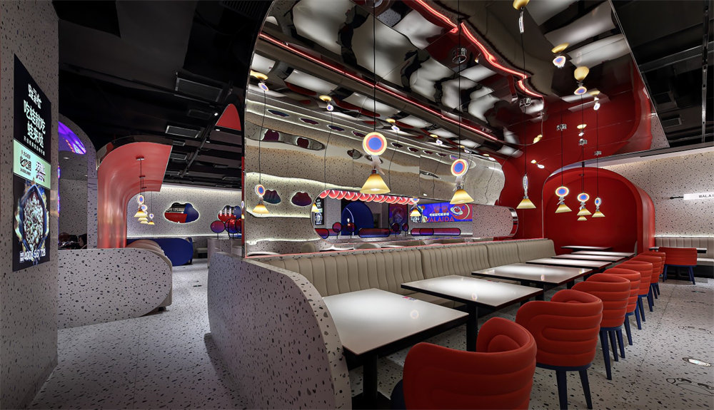 蛙来哒牛蛙特色主题餐厅装修设计案例(图7) 蛙来哒牛蛙特色主题餐厅装修设计案例(图7)