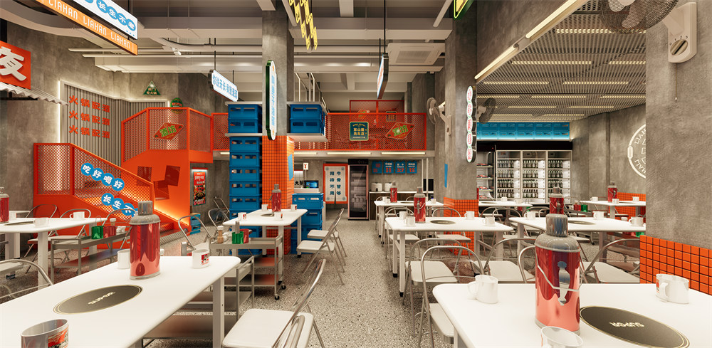 烟火气市井风现熬牛骨火锅店装修设计案例(图4) 烟火气市井风现熬牛骨火锅店装修设计案例(图4)