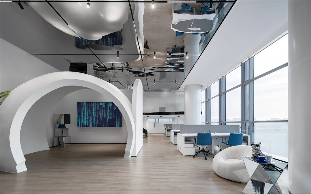 郑州灰蓝色系高端科技公司办公室装修设计方案(图4) 郑州灰蓝色系高端科技公司办公室装修设计方案(图4)