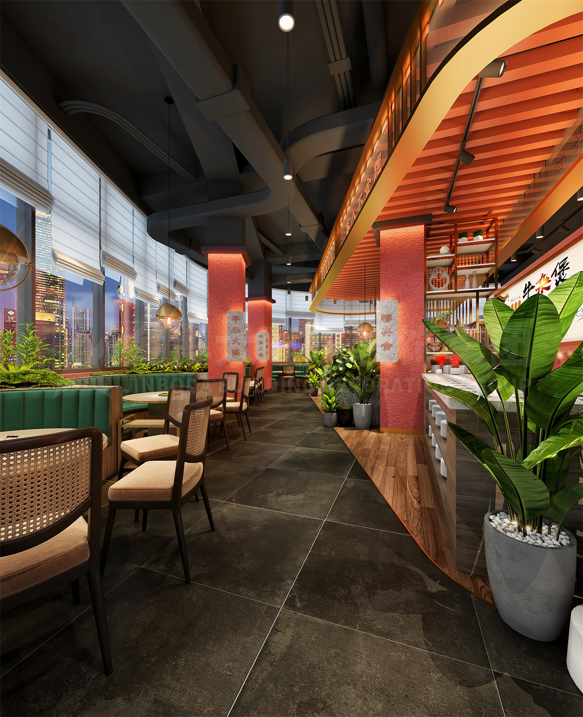 郑州穆兴合全牛火锅店装修设计