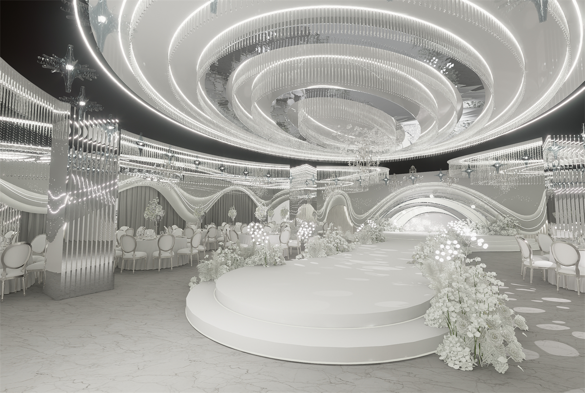 郑州启爱礼宴多色系婚礼堂装修设计