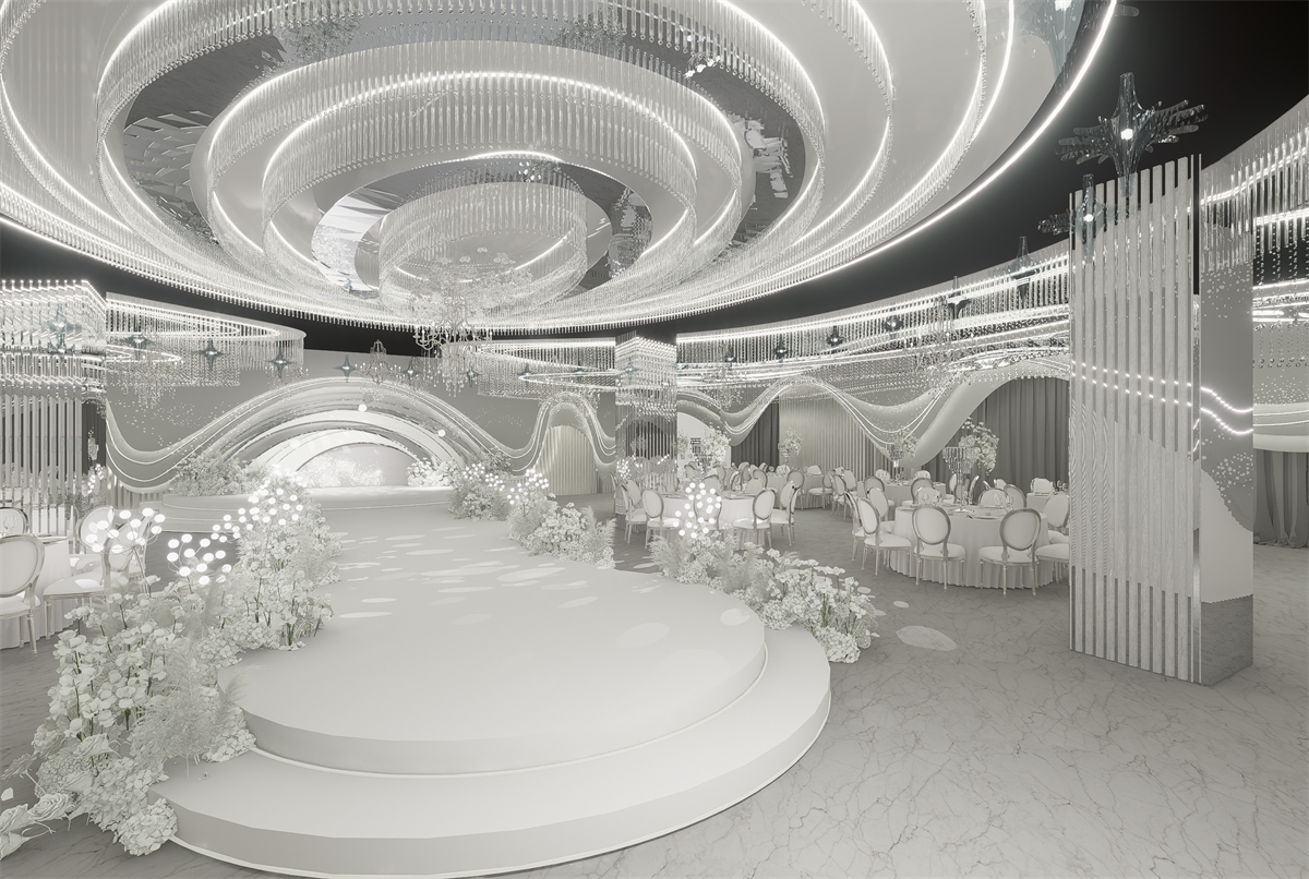 郑州启爱礼宴多色系婚礼堂装修设计