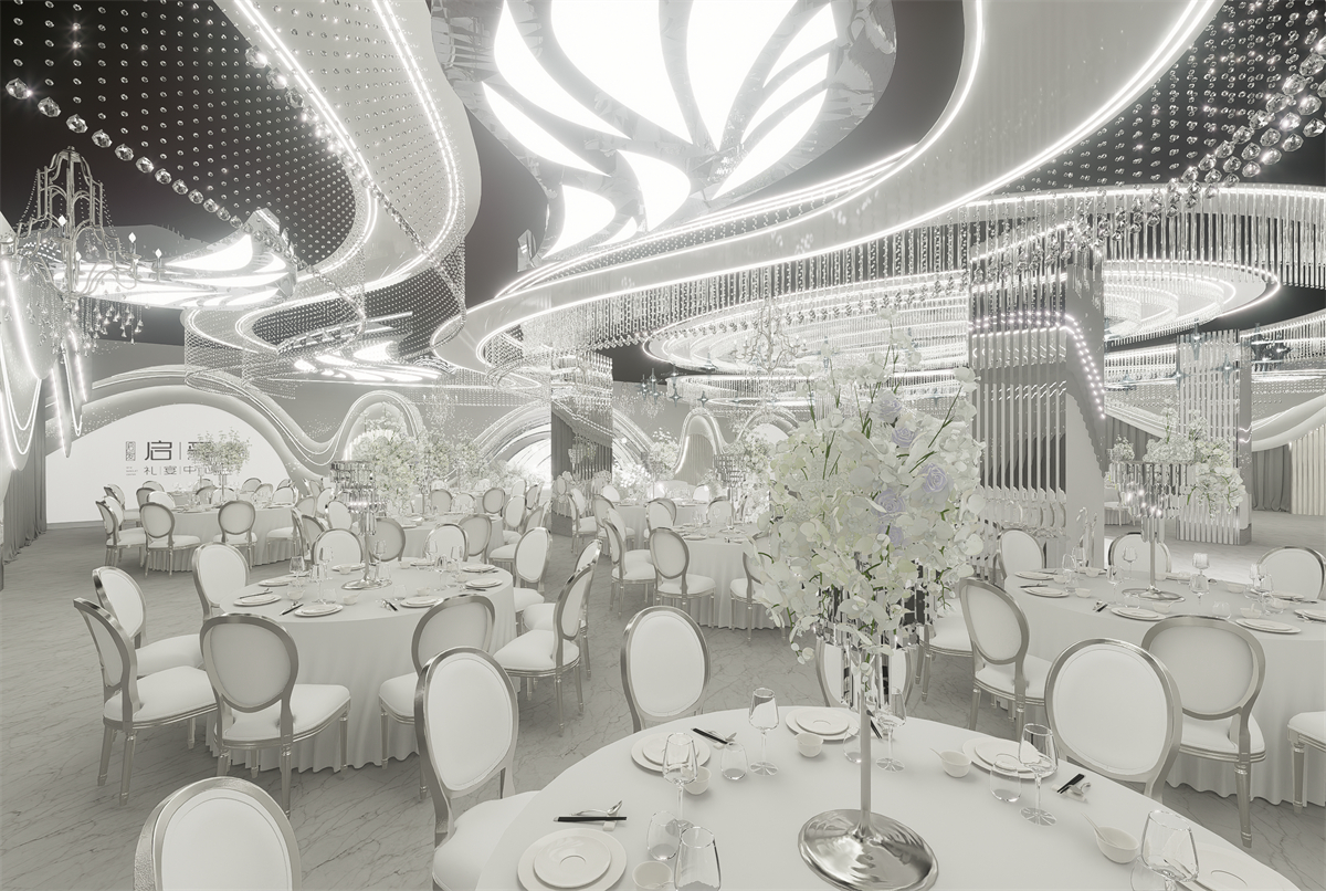 郑州启爱礼宴多色系婚礼堂装修设计