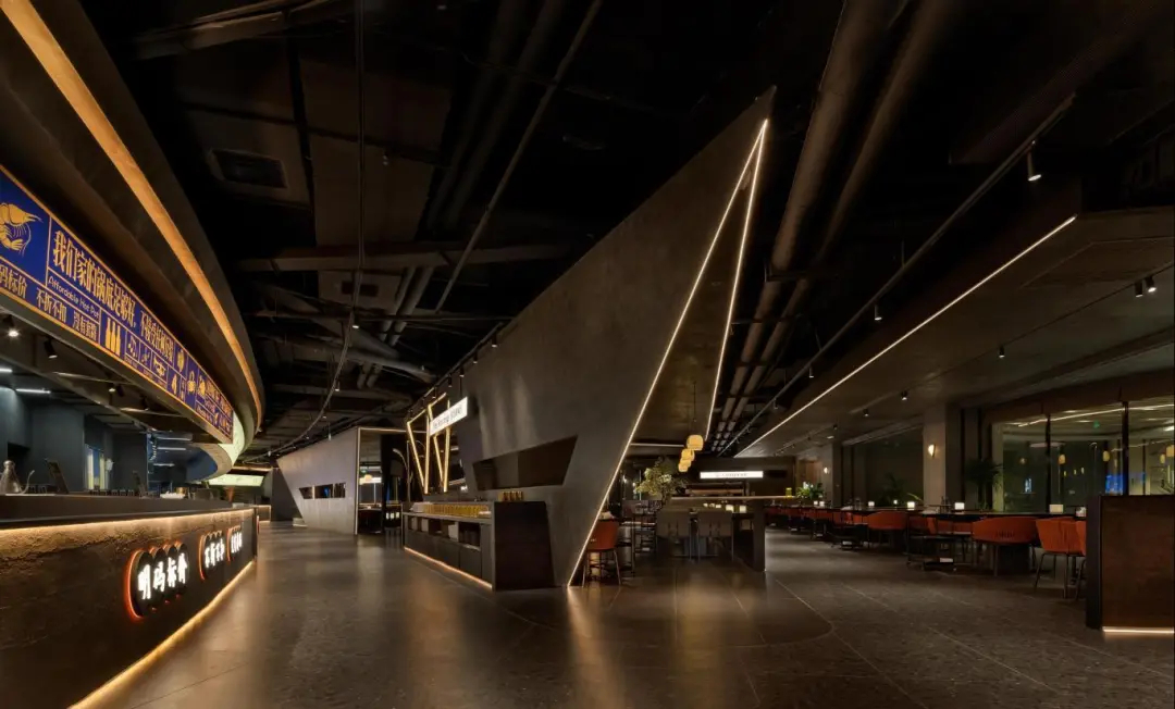 赛博朋克美学  平价海鲜小火锅装修设计(图4)